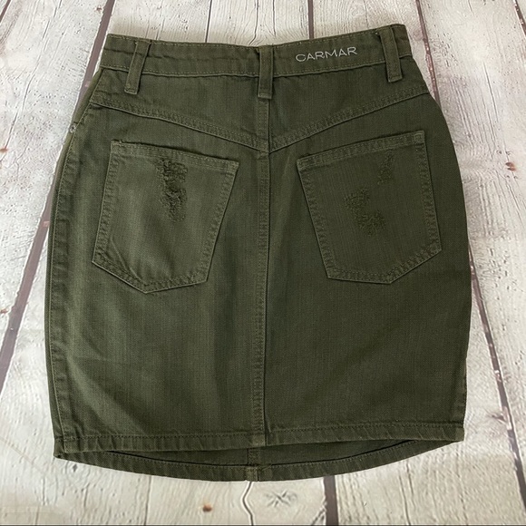 Carmar Olive Denim Skirt Size 26 - Picture 4 of 12
